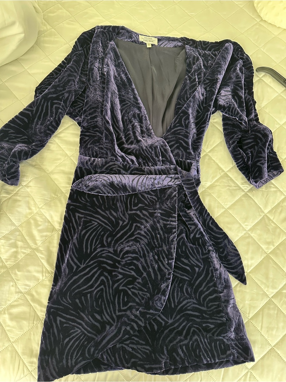 Velvet Wrap Dress in Deep Purple from France